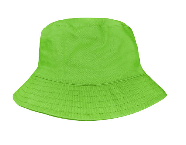 istock Green bucket hat isolated on white background 1945351638