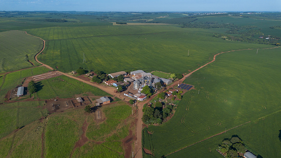 Agricultural silo on a soybean and corn farm. Campo Mourão - Paraná