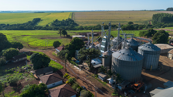 Agricultural silo on a soybean and corn farm. Campo Mourão - Paraná