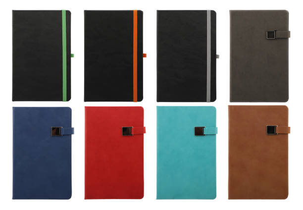 istock Set with stylish colorful notebook or agenda on white background, top view. Banner design. isolated background. 1945367823