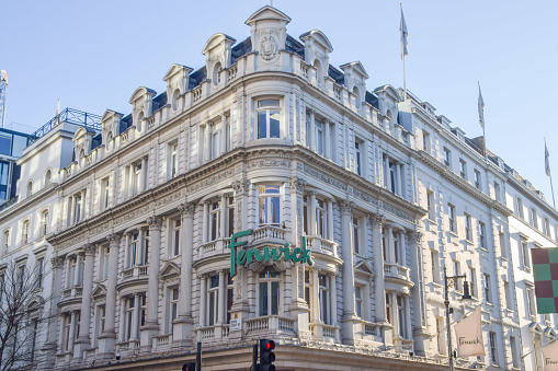 London, UK - January 18 2024: Exterior daytime view of Fenwick department store in New Bond Street.