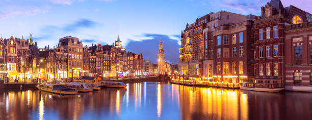 Amsterdam canal Amstel with dutch houses