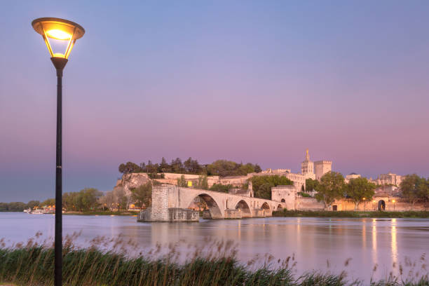 Famous medieval Saint Benezet bridge at sunset, Avignon, France