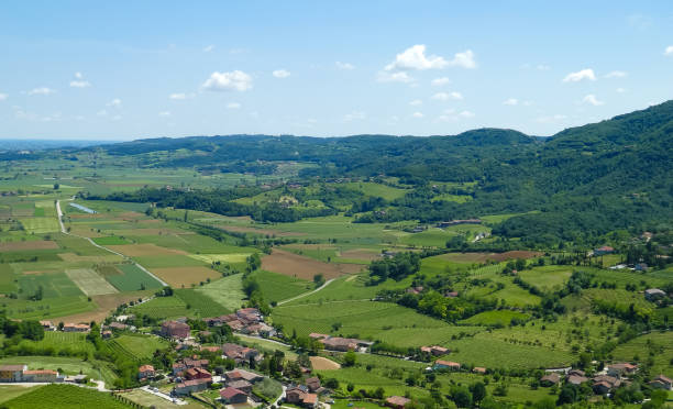 istock plain with the cultivated fields divided into geometric shapes 1945521560