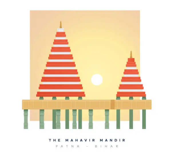 Vector illustration of Mahavir Temple - Patna Bihar -  Icon Illustration