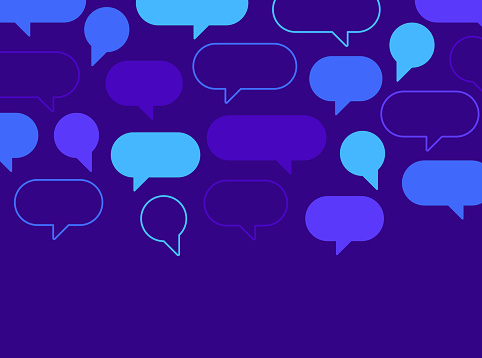 Talking chatting speech bubble communication quote modern abstract background.