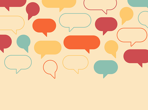 Talking chatting speech bubble communication diversity multiculturalism quote modern abstract background.