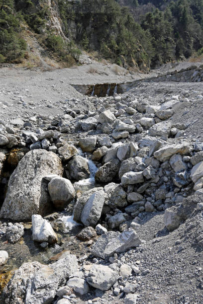 istock stone gully with little water due to the karst phenomenon that makes the stream flow underground 1945550004