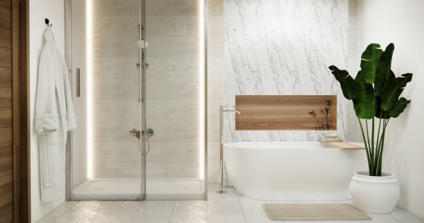 istock White Bathroom modern zen toilet japan style .3D rendering 1945613650