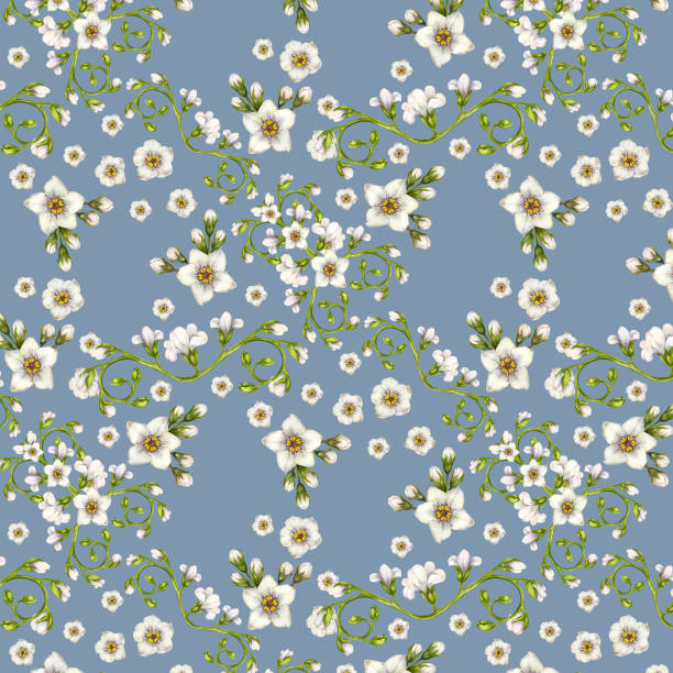 istock Beautiful watercolor seamless pattern of white forget-me-not flowers for Easter, wedding, Mother's, Valentine's Day, birthday, spring and summer fabrics, clipart, stickers, wallpapers, templates 1945624909