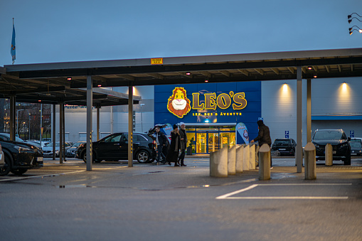 Gothenburg, Sweden - december 30 2023: Entrance of Leos lek bus och æventyr play center.