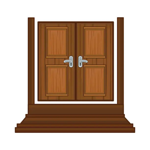 Vector illustration of wooden door