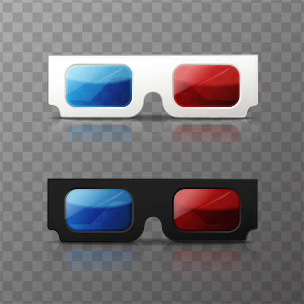 realistic vector set. 3d cinema glasses white and black. isolated on transparent background. - three dimensional image front view photographic effects点のイラスト素材／クリップアート素材／マンガ素材／アイコン素材