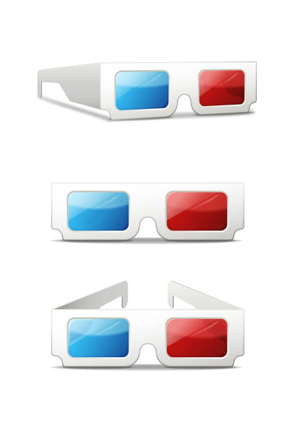 realistic vector set. 3d cinema glasses. isolated on white background. - three dimensional image front view photographic effects点のイラスト素材／クリップアート素材／マンガ素材／アイコン素材