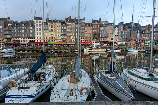 View of the harbor in Honfleur, Normandy, France