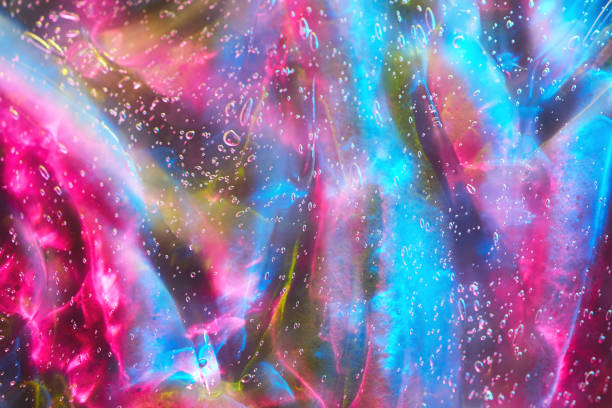 Cosmetic gel background. Blue transparent gel with texture and bubbles close up. High quality photo