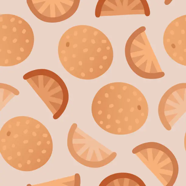 Vector illustration of Orange fruit and slices pattern