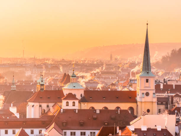 istock Winter frosty morning in old Prague 1945872995