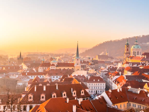istock Winter frosty morning in old Prague 1945873062