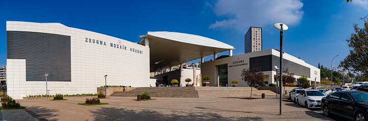 Panoramic view of Zeugma Mosaic Museum. Zeugma Mosaic Museum is the biggest mosaic museum in the world. Gaziantep, Turkey - December 4, 2023.