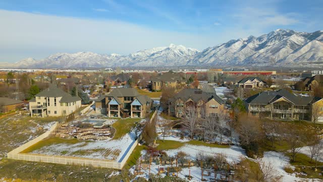 Winter Luxury Homes in Utah Aerial