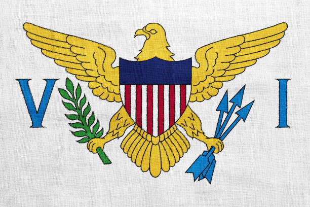 Flag of US Virgin Islands on a textured background. Concept collage.