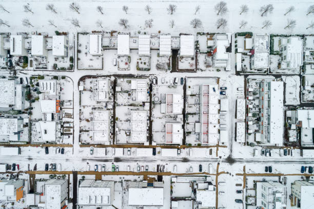 Free Stock Photo of Aerial View of Winter Neighborhood | Download Free ...