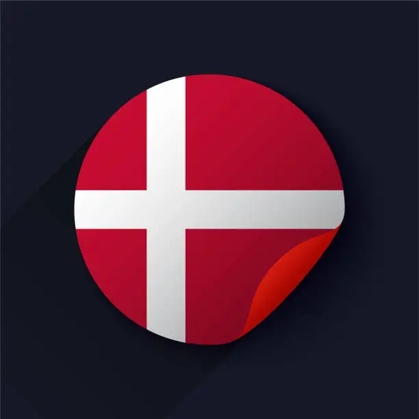 Vector illustration of Denmark Flag Sticker Vector Illustration