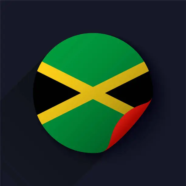 Vector illustration of Jamaica Flag Sticker Vector Illustration