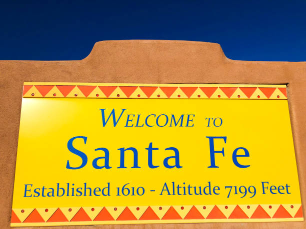istock Welcome to SANTA FE Sign in Adobe Wall 1945962228