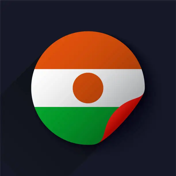 Vector illustration of Niger Flag Sticker Vector Illustration