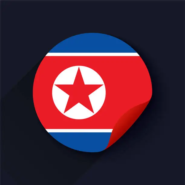 Vector illustration of North Korea Flag Sticker Vector Illustration