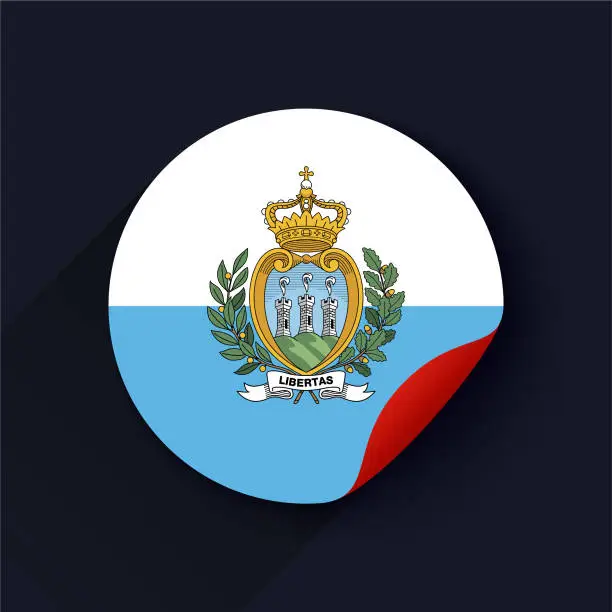 Vector illustration of San Marino Flag Sticker Vector Illustration