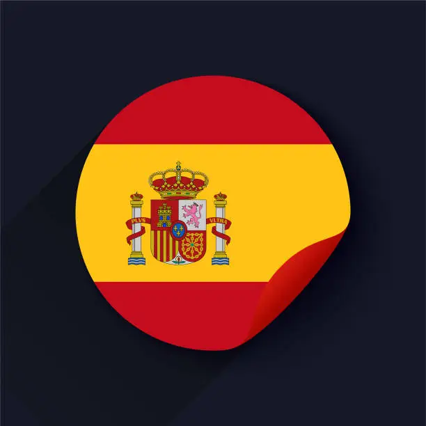 Vector illustration of Spain Flag Sticker Vector Illustration