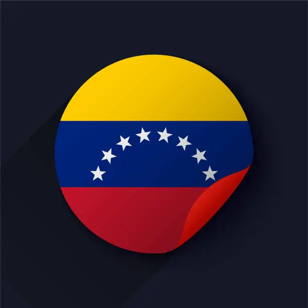 Vector illustration of Venezuela Flag Sticker Vector Illustration