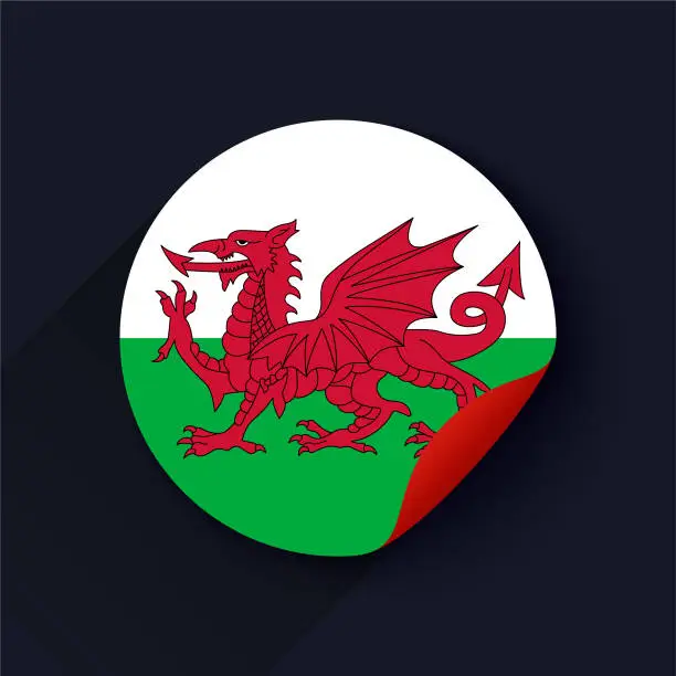 Vector illustration of Wales Flag Sticker Vector Illustration