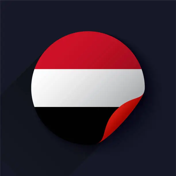 Vector illustration of Yemen Flag Sticker Vector Illustration