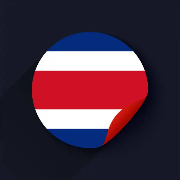 Vector illustration of Costa Rica Flag Sticker Vector Illustration