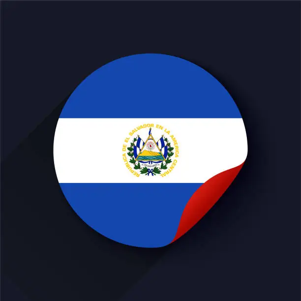 Vector illustration of El Salvador Flag Sticker Vector Illustration