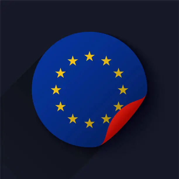 Vector illustration of European Union Flag Sticker Vector Illustration