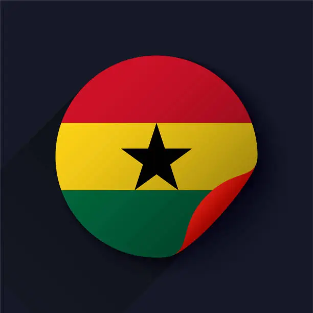 Vector illustration of Ghana Flag Sticker Vector Illustration