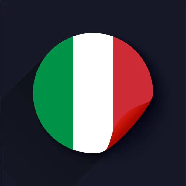 Vector illustration of Italy Flag Sticker Vector Illustration
