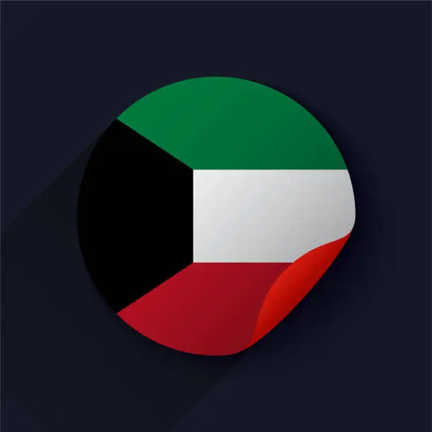 Vector illustration of Kuwait Flag Sticker Vector Illustration