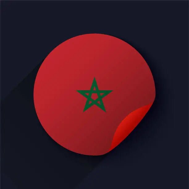 Vector illustration of Morocco Flag Sticker Vector Illustration