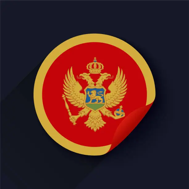 Vector illustration of Montenegro Flag Sticker Vector Illustration