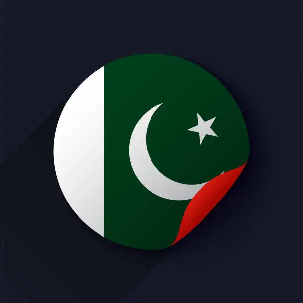 Vector illustration of Pakistan Flag Sticker Vector Illustration