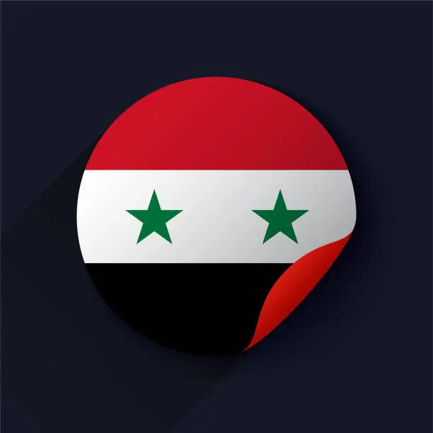 Vector illustration of Syria Flag Sticker Vector Illustration