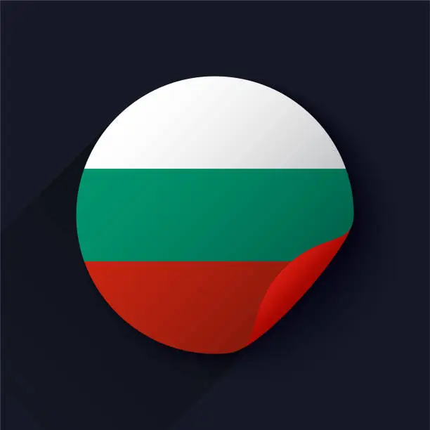 Vector illustration of Bulgaria Flag Sticker Vector Illustration