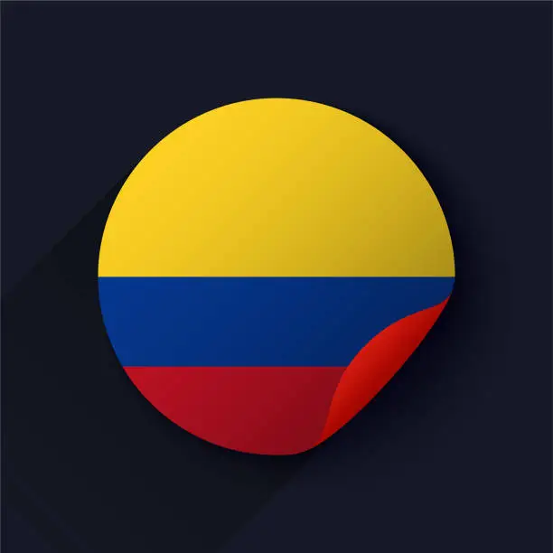 Vector illustration of Colombia Flag Sticker Vector Illustration