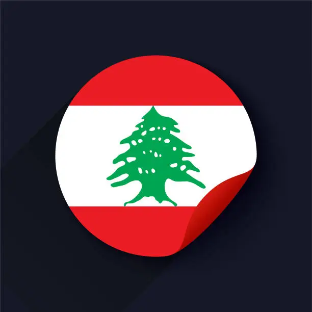 Vector illustration of Lebanon Flag Sticker Vector Illustration